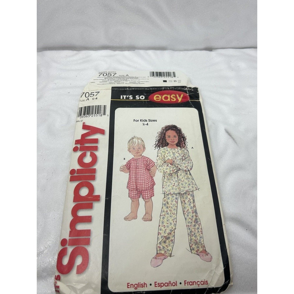 Vintage Simplicity Pattern 7057 Kids Pajamas